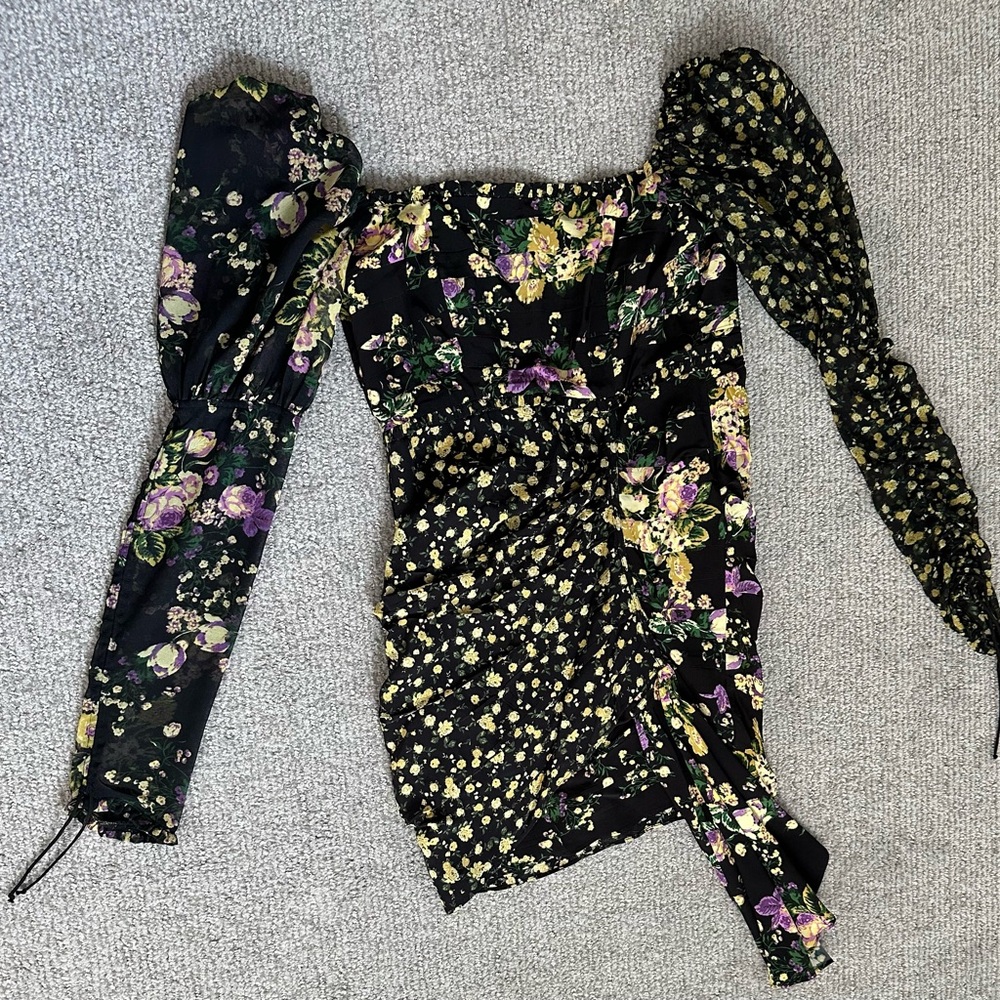 For Love and Lemons xs black floral dress